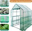8 Shelves 3 Tiers Walk-in Greenhouse 56.3"L x 56.3"W x 76.8"H Portable Walk In Outdoor Planter House w/ Pegs Ropes