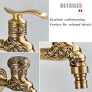 GobekUsa Dragon Carved Antique Brass Wall Mounted Faucet for Bathroom and Outdoor Use