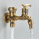 GobekUsa Dragon Carved Antique Brass Wall Mounted Faucet for Bathroom and Outdoor Use