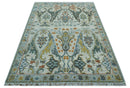 Dragon Custom Made Traditional Design Gray And Ivory Hand Knotted Wool Rug