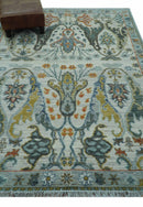 Dragon Custom Made Traditional Design Gray And Ivory Hand Knotted Wool Rug