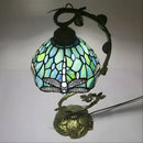 Metal Leaf Glass Tiffany-Style Lamp Dragonfly