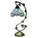 Metal Leaf Glass Tiffany-Style Lamp Dragonfly
