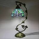 Metal Leaf Glass Tiffany-Style Lamp Dragonfly
