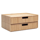 2-Pack Large Bamboo Stackable Desktop Drawers (13.5" x 9.5") | Professional Office Organizer & Ergonomic Monitor Stand Set by MobilevisionUS
