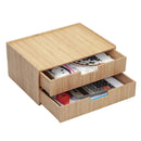 2-Pack Large Bamboo Stackable Desktop Drawers (13.5" x 9.5") | Professional Office Organizer & Ergonomic Monitor Stand Set by MobilevisionUS