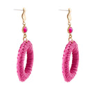 Dreams Pink Magenta Agate Woven Ring Golden Earrings