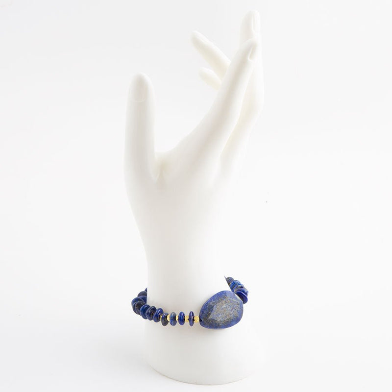 Dreamy  Blue Lapis Chunky Golden Bracelet