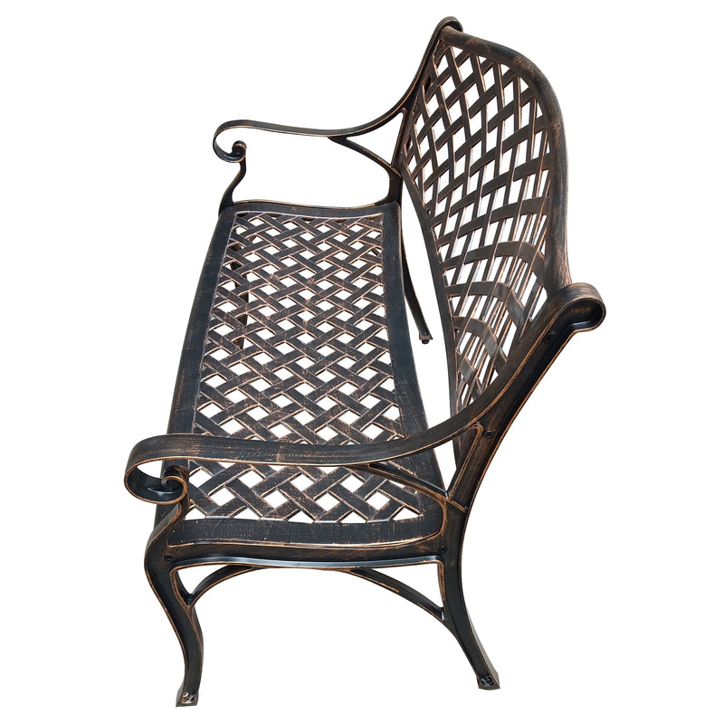 Outdoor Aluminum Modern 40-in Bronze Patio Bench Loveseat