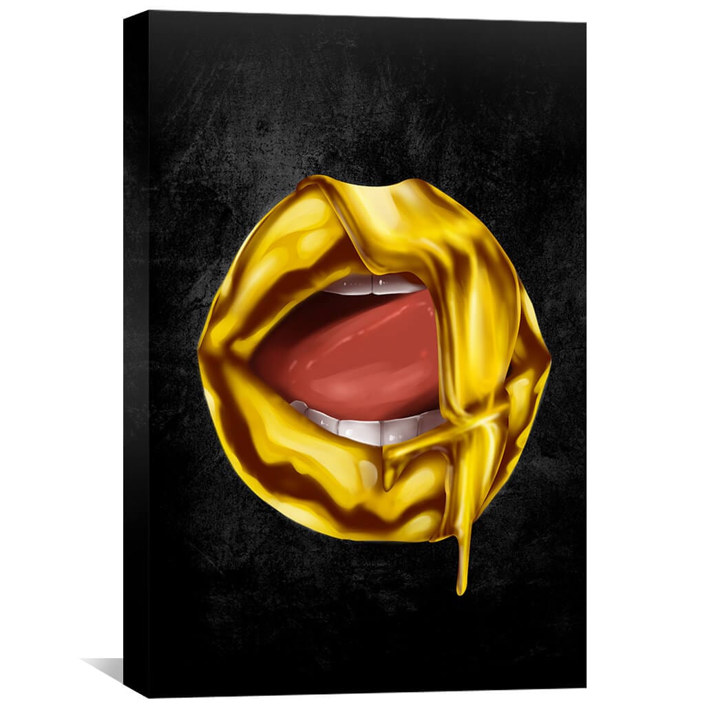 Dripping Gold Lips Canvas, photo 2 of 6