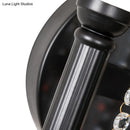 GobekUsa Drum Wall Sconce: Lodge Style Fabric Lamp with Crystal Bead Detail, 2 Bulbs and U-Shaped Arm in Black