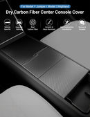 Dry Carbon Fiber Center Console Cover For Model Y Juniper / Model 3 Highland