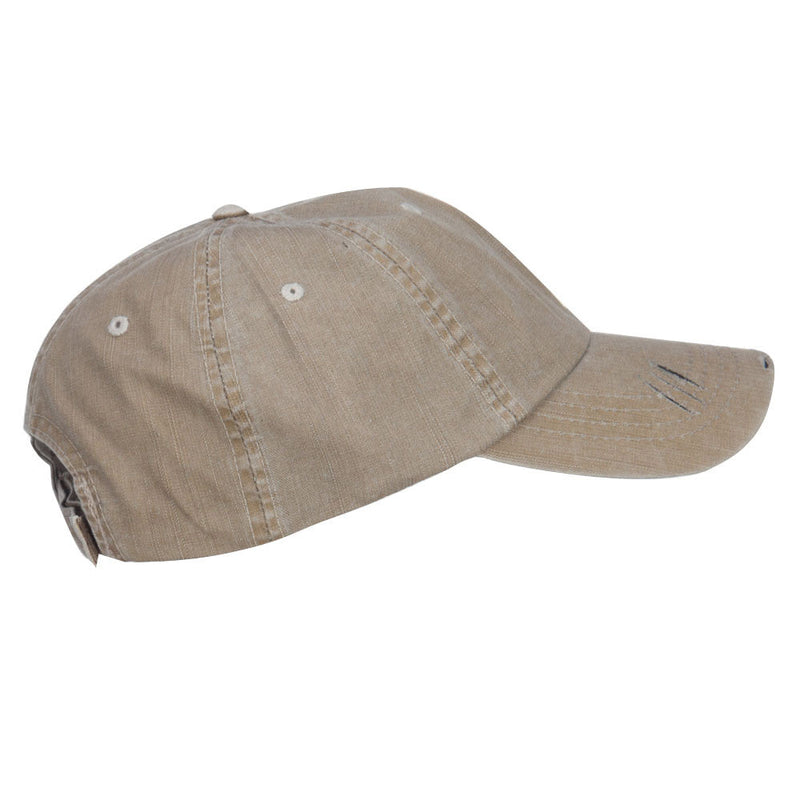 Distressed Washed Herringbone Cotton Cap
