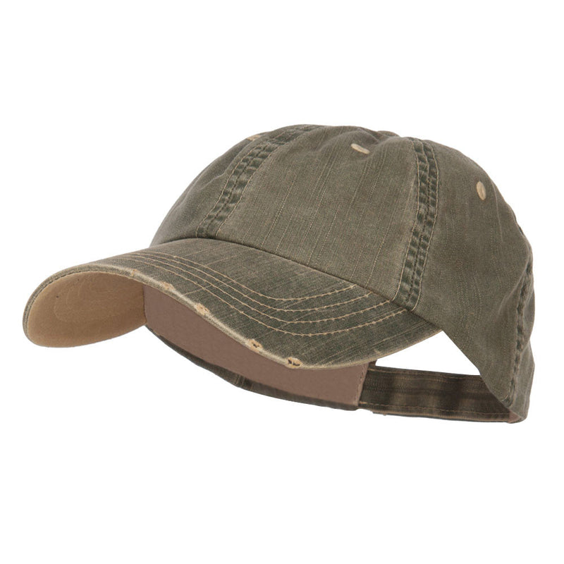Distressed Washed Herringbone Cotton Cap