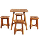 5 Pieces Wood Patio Dining Set with Square Table and 4 Stools by LJGDeals