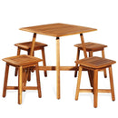 5 Pieces Wood Patio Dining Set with Square Table and 4 Stools by DirectDeals