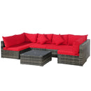 7 Pieces Patio Rattan Furniture Set Sectional Sofa Garden Cushion by LJGDeals