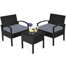 3 Pieces Outdoor Rattan Patio Conversation Set with Seat Cushions by LJGDeals