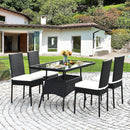 5-Piece Rattan Patio Dining Set with Glass Top & Cushions by DirectDeals