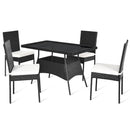5-Piece Rattan Patio Dining Set with Glass Top & Cushions by LJGDeals