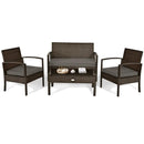 4 Pieces Patio Rattan Cushioned Furniture Set by LJGDeals