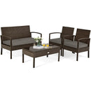 4 Pieces Patio Rattan Cushioned Furniture Set by LJGDeals