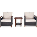 3 Pieces Patio Rattan Furniture Set with Washable Cushion and Acacia Wood Tabletop by LJGDeals