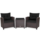 3 Pcs Patio Rattan Furniture Set Cushioned Conversation Set Coffee Table-Beige by LJGDeals