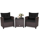 3 Pcs Patio Rattan Furniture Set Cushioned Conversation Set Coffee Table-Beige by LJGDeals