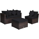 4 Pieces Ottoman Garden Patio Rattan Wicker Furniture Set with Cushion-Gray by LJGDeals