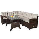 3 Pieces Hand-Woven Rattan Outdoor Sofa Set with Dining Table by LJGDeals