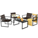 4 Pieces Patio Furniture Conversation Set with Sofa Loveseat by LJGDeals
