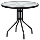 32 Inch Outdoor Patio Round Tempered Glass Top Table with Umbrella Hole by LJGDeals