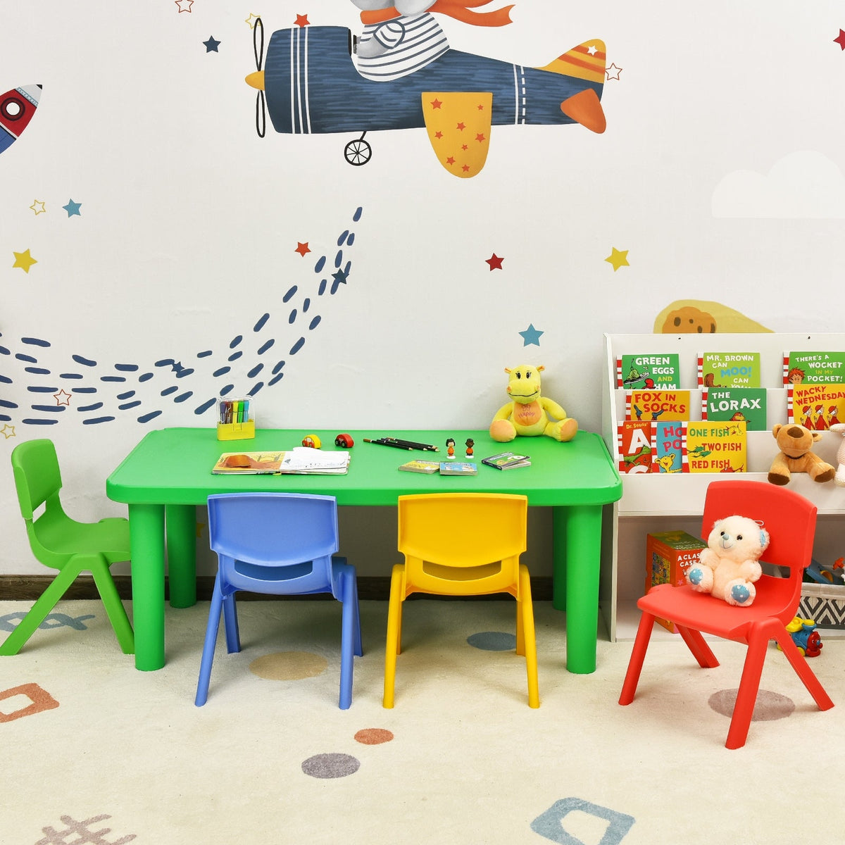Kids Colorful Plastic Table and 4 Chairs Set, photo 2 of 8