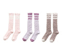 3 Pairs Stripes Knee High Soft Fuzzy Sock for Womens Indoor Outdoor Warm