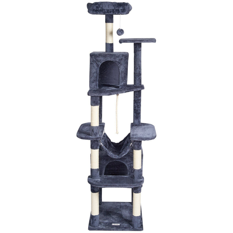 Cat Tree 72" Cat Tower with 2 Cat Condos Sisal Scratching Post Dark Grey