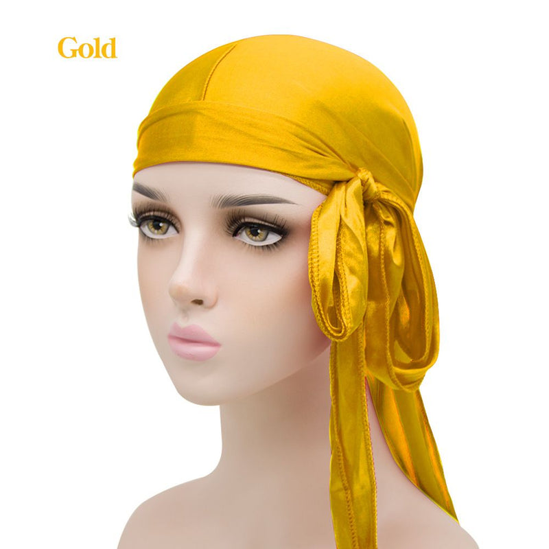 Silky Durags for Men Women 360 Waves with 1 Wave Cap Silky Satin Durag Extra Long Tails Moisture-Tech Fabric Satin Du-Rag