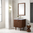 James Martin Amberly 30" Dual Mount Single Bathroom Vanity, Mid-Century Walnut
