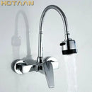 GobekUsa Dual Hole Brass Chrome Kitchen Sink Tap Mixer
