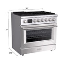 36” Freestanding Gas Range with 6 Sealed Burners Cooktop, Natural Gas/LP Convertible - AK-G36N05A-BS