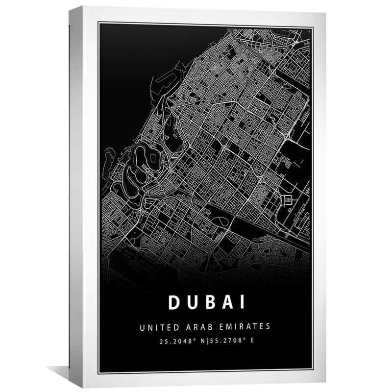 Dubai Black Map Canvas