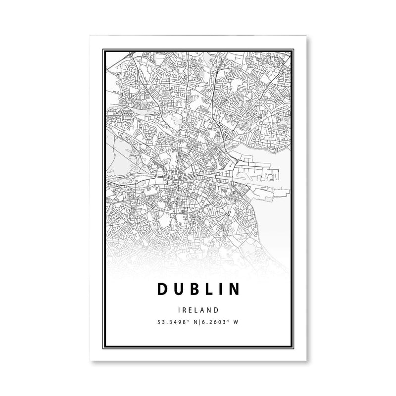 Dublin White Map Canvas