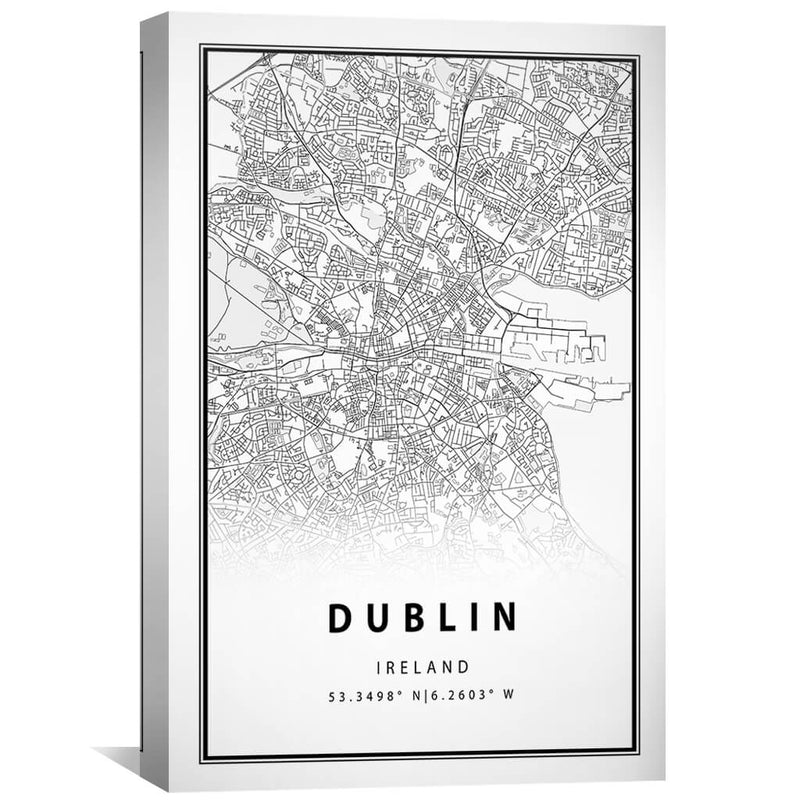 Dublin White Map Canvas