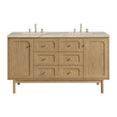 James Martin Laurent 60" Dual Mount Double Bathroom Vanity, Light Natural Oak