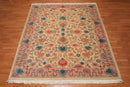 7'10" x 9’8" Hand Knotted Romanian Kaashaan Hunting Wool Oriental Area Rug Beige