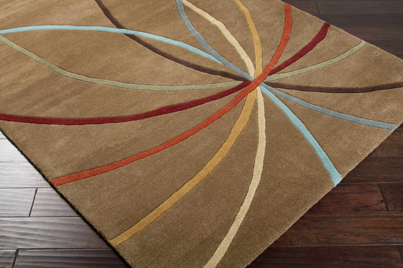 Davison Brown Geometric Modern Wool Rug