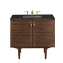 James Martin Amberly 36" Dual Mount Single Bathroom Vanity, Mid-Century Walnut