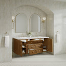 James Martin Laurent 60" Dual Mount Double Bathroom Vanity, Honey Oak