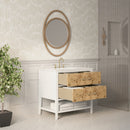 James Martin Olena 36" Single Bathroom Vanity, Polished White and Light Mappa Burl