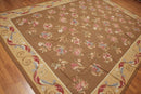 9' x 12' Hand woven Wool French Aubusson Needlepoint Area rug Brown